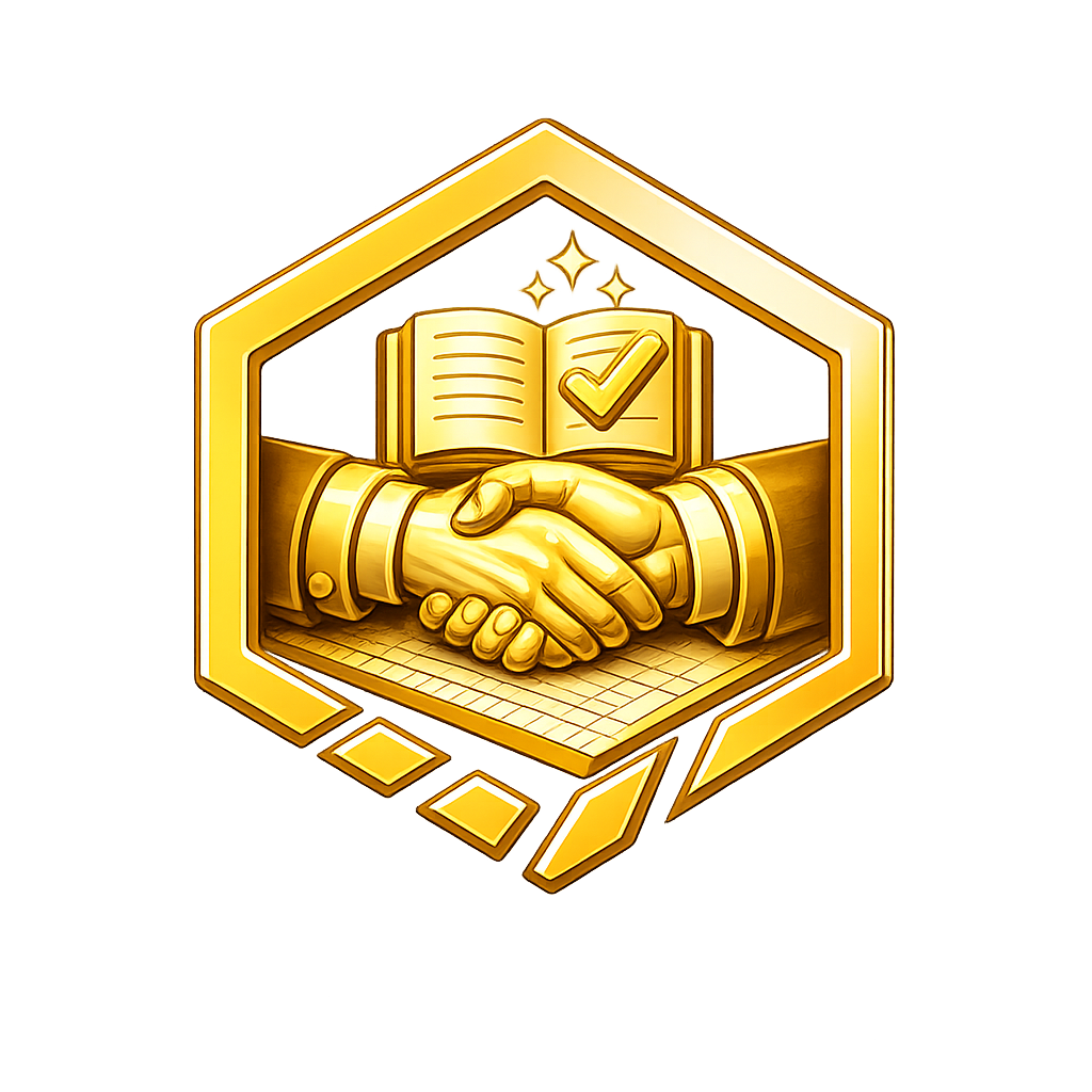 Gold check circle icon used to highlight contractor bookkeeping benefits and trust statements.