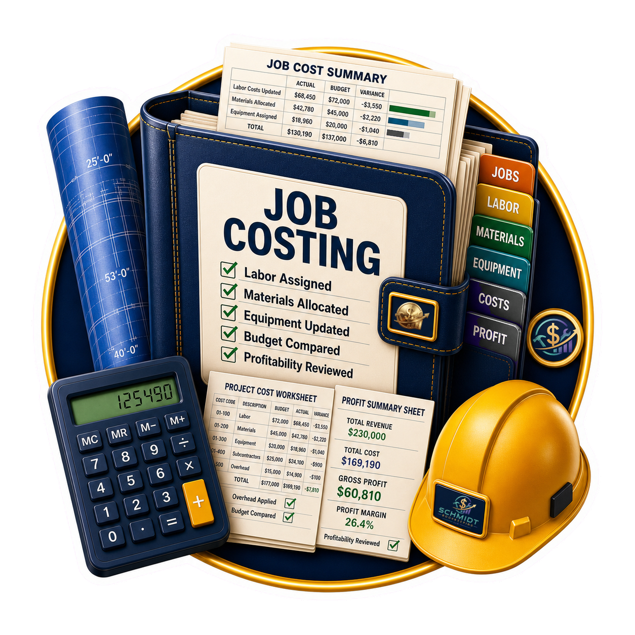 Job costing feature icon representing accurate construction job cost tracking for contractors