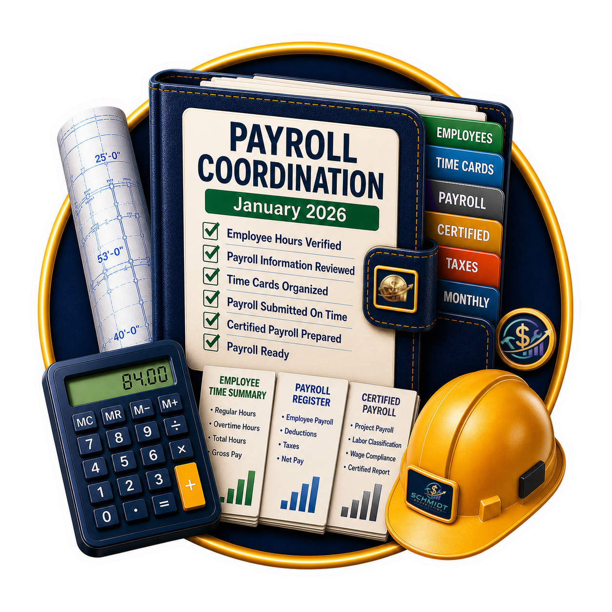 Payroll coordination feature icon representing construction payroll coordination for contractors