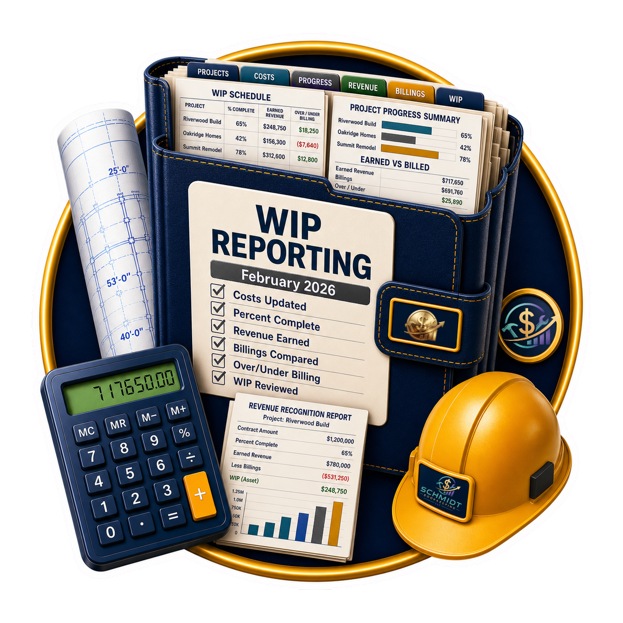WIP reporting feature icon representing work in progress reporting for construction contractors