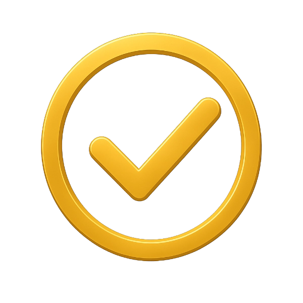 Gold check circle icon used to highlight contractor bookkeeping benefits and trust statements.
